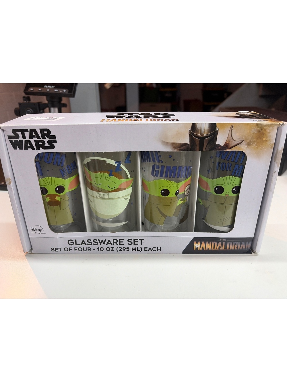 Star Wars Grogu Baby Yoda Glass Set 4pc 10oz Mandalorian Drinking Glasses NEW